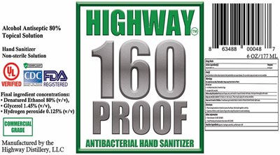 Sanitizer Label   160 Proof 177ml (6oz)1
